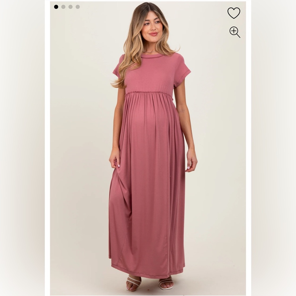 NEW WITH TAGS - Mauve Short Sleeve Pocketed Maternity Maxi Dress